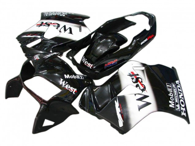 Noir Brillant Blanc West HRC Carénage Moto Honda VFR 800 1998-2001