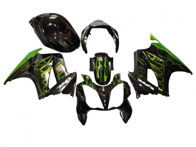 Noir Brillant Vert Flamme Carénage Moto Honda VFR 800 2002-2013