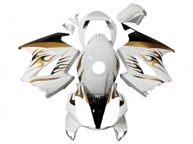Blanc Or Flamme Carénage Moto Honda VFR 800 2002-2013 Pas Chère
