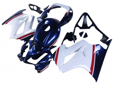Blanc Rouge Bleu Foncé Carénage Moto Honda VFR 800 2002-2013 Pas Chère
