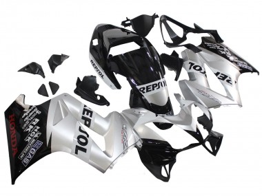 Argent Noir Brillant Repsol Carénage Moto Honda VFR 800 2002-2013 Pas Chère