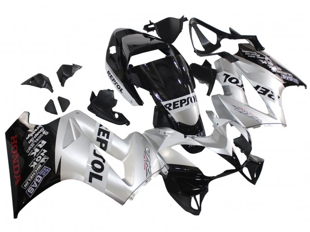 Argent Noir Brillant Repsol Carénage Moto Honda VFR 800 2002-2013