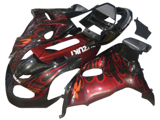 Noir Brillant Rouge Flamme Carénage Moto Suzuki TL1000R 1998-2003