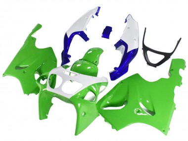 Blanc Vert Bleu Carénage Moto Kawasaki ZX7R 1996-2003 Pas Chère