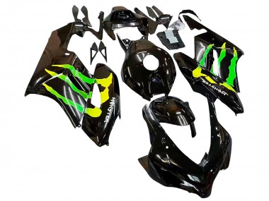 Noir Brillant Jaune Vert Monstre Carénage Moto Honda CBR1000RR 2004-2005 Pas Chère