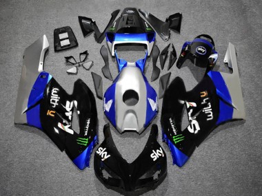 Argent Bleu Noir Brillant Vert Monstre Sky Carénage Moto Honda CBR1000RR 2004-2005 Pas Chère