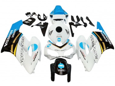 Blanc Bleu Clair Jaune Noir Konica Minolta Carénage Moto Honda CBR1000RR 2004-2005 Pas Chère