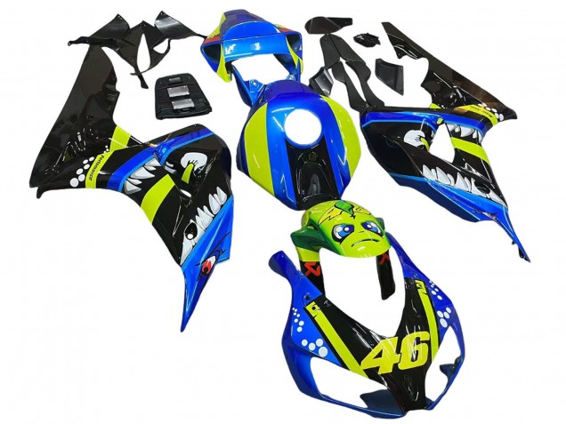 Bleu Fluorescent Vert Noir Brillant Requin 46 Carénage Moto Honda CBR1000RR 2006-2007