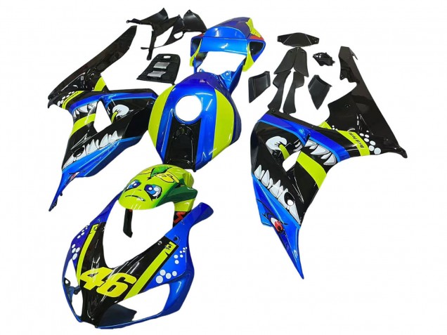 Bleu Fluorescent Vert Noir Brillant Requin 46 Carénage Moto Honda CBR1000RR 2006-2007