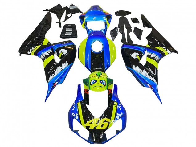 Bleu Fluorescent Vert Noir Brillant Requin 46 Carénage Moto Honda CBR1000RR 2006-2007