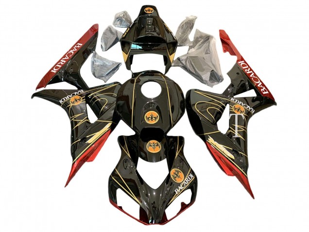 Noir Brillant Rouge Or BACARDI Carénage Moto Honda CBR1000RR 2006-2007