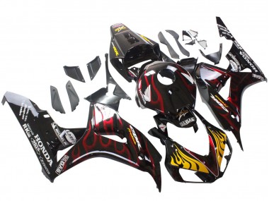 Noir Brillant Jaune Rouge Flamme Carénage Moto Honda CBR1000RR 2006-2007 Pas Chère