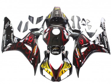 Noir Brillant Jaune Rouge Flamme Carénage Moto Honda CBR1000RR 2006-2007 Pas Chère