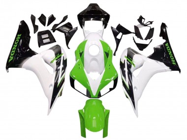 Blanc Vert Noir Brillant Carénages Moto Honda CBR1000RR 2006-2007 Pas Chère