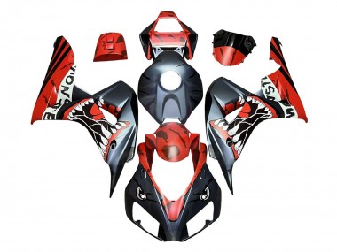 Rouge Noir Mat Monstre Requin Carénage Moto Honda CBR1000RR 2006-2007 Pas Chère