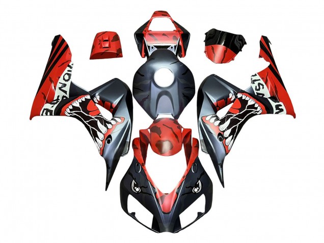 Rouge Noir Mat Monstre Requin Carénage Moto Honda CBR1000RR 2006-2007