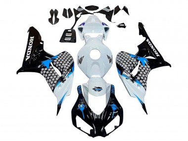 Blanc Bleu Noir Brillant Carénages Moto Honda CBR1000RR 2006-2007 Pas Chère