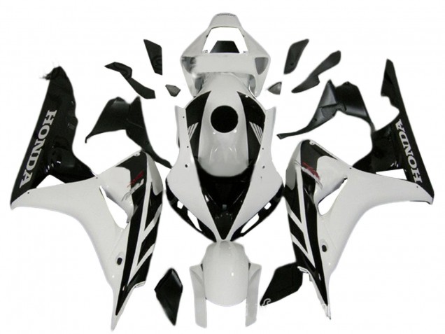 Blanc Noir Brillant Kits Carénages Moto Honda CBR1000RR 2006-2007