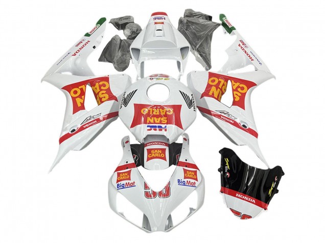 Blanc Rouge San Carlo Carénage Moto Honda CBR1000RR 2006-2007
