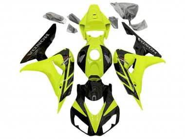 Jaune Noir Brillant Carénage Moto Honda CBR1000RR 2006-2007 Pas Chère