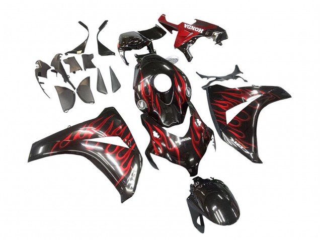 Noir Brillant Rouge Flamme Carénages Moto Honda CBR1000RR 2008-2011
