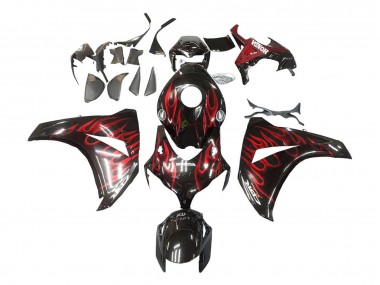 Noir Brillant Rouge Flamme Carénages Moto Honda CBR1000RR 2008-2011 Pas Chère