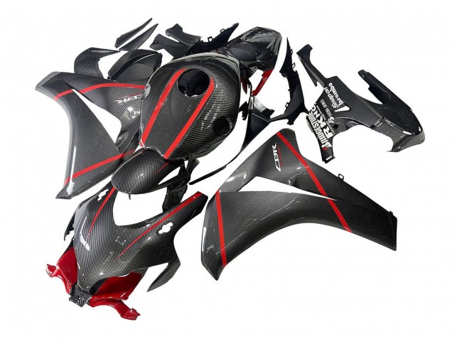 Noir Fibre de Carbone Rouge Carénage Moto Honda CBR1000RR 2008-2011