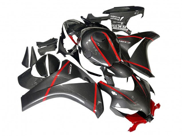 Noir Fibre de Carbone Rouge Carénage Moto Honda CBR1000RR 2008-2011