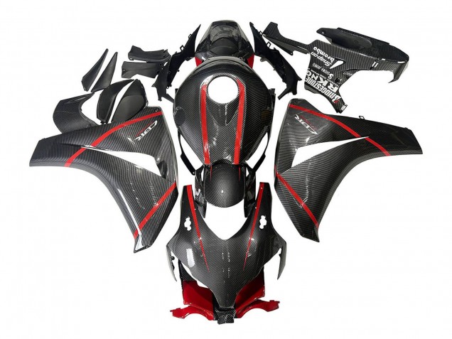Noir Fibre de Carbone Rouge Carénage Moto Honda CBR1000RR 2008-2011