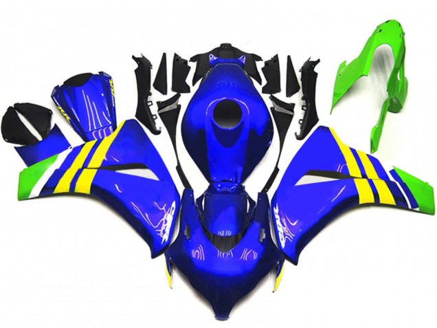 Bleu Jaune Blanc Vert Carénage Moto Honda CBR1000RR 2008-2011