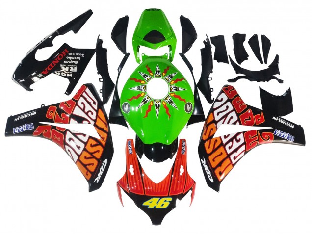 Vert Orange Noir Brillant Rossi Michelin 46 Carénage Moto Honda CBR1000RR 2008-2011