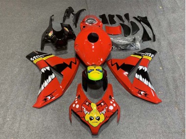 Rouge Jaune Noir Brillant Requin Carénage Moto Honda CBR1000RR 2008-2011 Pas Chère