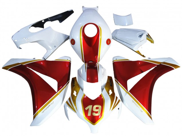 Blanc Rouge Or 19 Carénage Moto Honda CBR1000RR 2008-2011