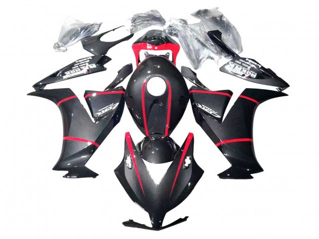 Noir Fibre de Carbone Rouge Carénage Moto Honda CBR1000RR 2012-2016