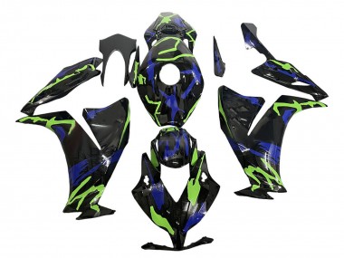 Vert Bleu Noir Brillant Carénage Moto Honda CBR1000RR 2012-2016 Pas Chère