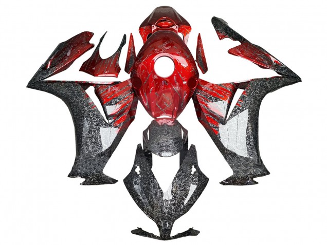 Rouge Noir Fibre de Carbone Forgée Carénage Moto Honda CBR1000RR 2012-2016