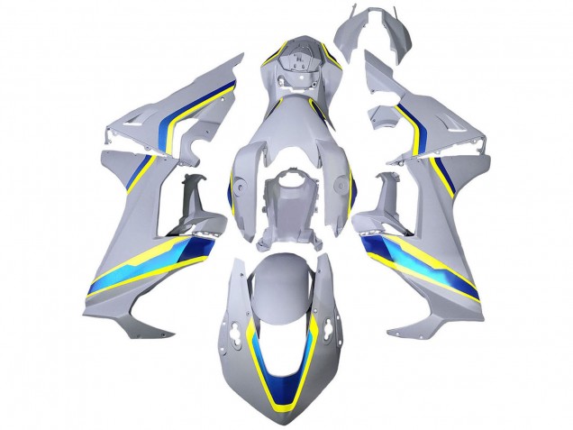 Blanc Bleu Jaune Carénage Moto Honda CBR1000RR 2017-2023
