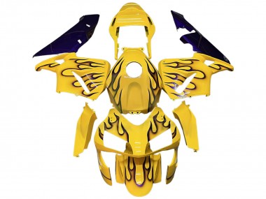 Jaune Noir Flamme Carénage Moto Honda CBR600RR 2003-2004 Pas Chère