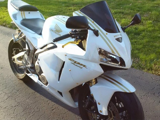 Blanc Or Carénage Moto Honda CBR600RR 2005-2006