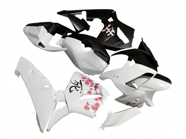 Noir Blanc Fleur de cerisier Carénage Moto Honda CBR600RR 2005-2006