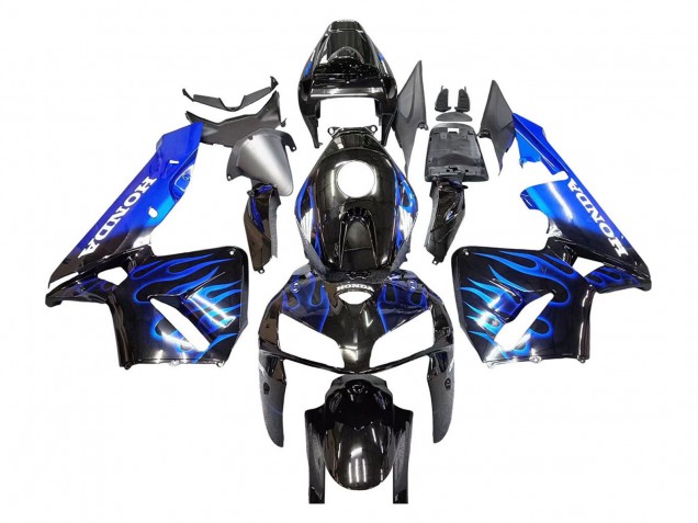 Noir Brillant Bleu Flamme Carénages Moto Honda CBR600RR 2005-2006