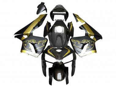 Noir Or Fibre de Carbone Carénage Moto Honda CBR600RR 2005-2006 Pas Chère