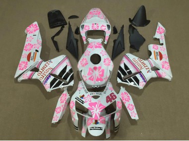 Blanc Rose Floral Nastro Azzurro 46 Carénage Moto Honda CBR600RR 2005-2006 Pas Chère