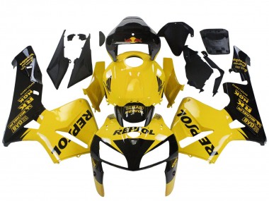 Jaune Noir Repsol Carénage Moto Honda CBR600RR 2005-2006 Pas Chère