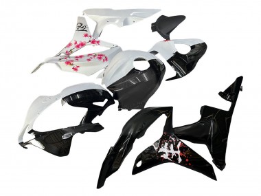Blanc Fleur de cerisier Noir Brillant Diviser Carénage Moto Honda CBR600RR 2007-2008 Pas Chère