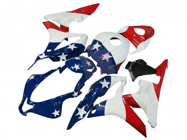 Blanc Bleu Rouge Étoile Carénage Moto Honda CBR600RR 2007-2008 Pas Chère