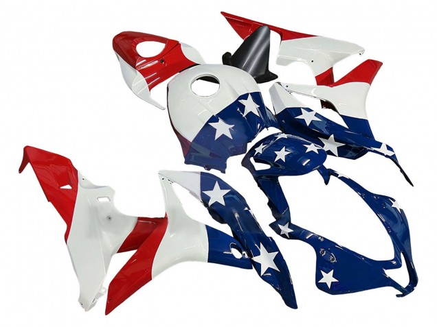 Blanc Bleu Rouge Étoile Carénage Moto Honda CBR600RR 2007-2008