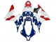 Blanc Bleu Rouge Étoile Carénage Moto Honda CBR600RR 2007-2008