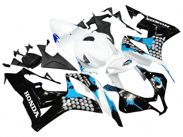 Blanc Bleu Clair Noir Brillant Carénage Moto Honda CBR600RR 2007-2008
