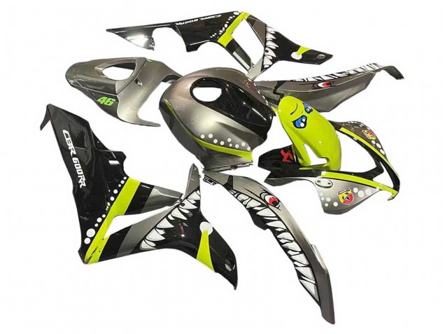 Gris Fluorescent Jaune Requin Carénage Moto Honda CBR600RR 2007-2008